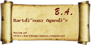 Bartánusz Agenór névjegykártya
